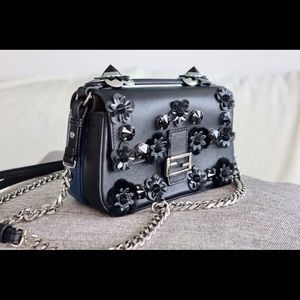 Fendi Double Baguette Flower Leather Crossbody
